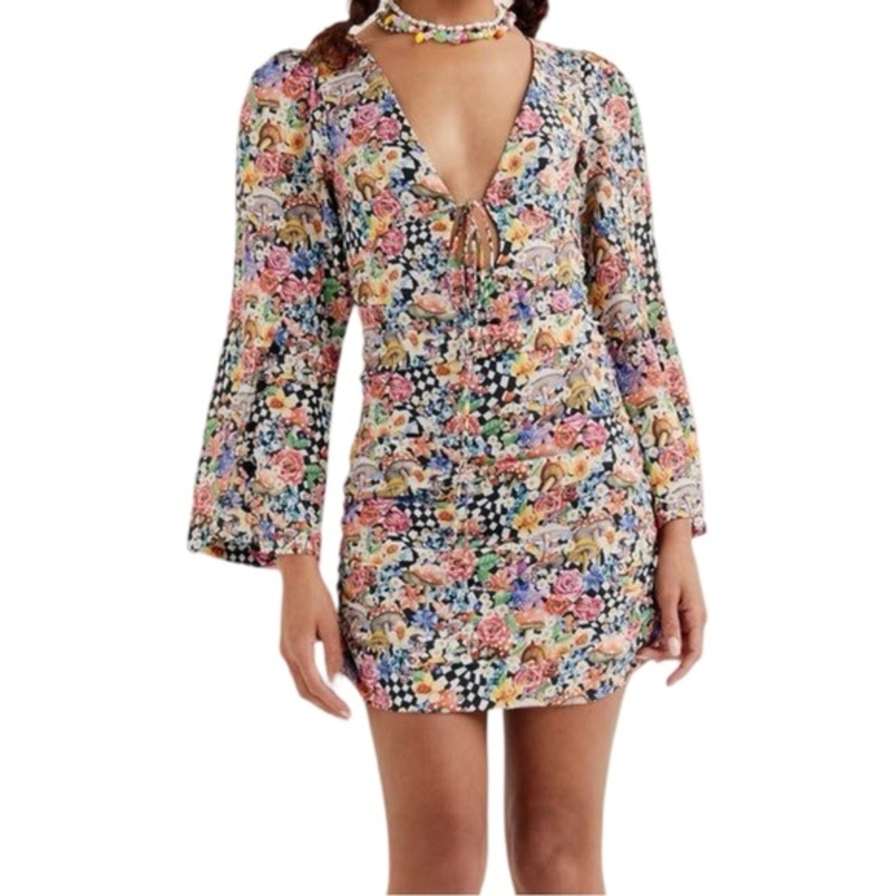 For Love & Lemons | June Cape Checkered Mini Dress - Size Medium (NWT)